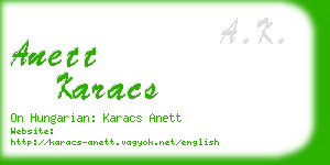 anett karacs business card